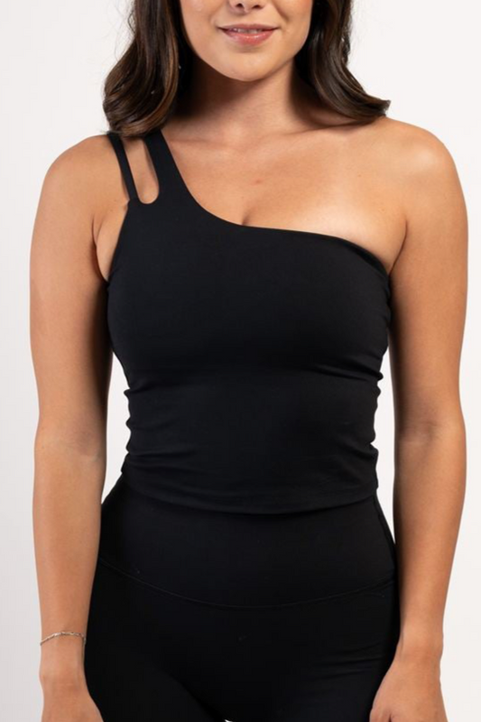 Flawless One Shoulder Top Black